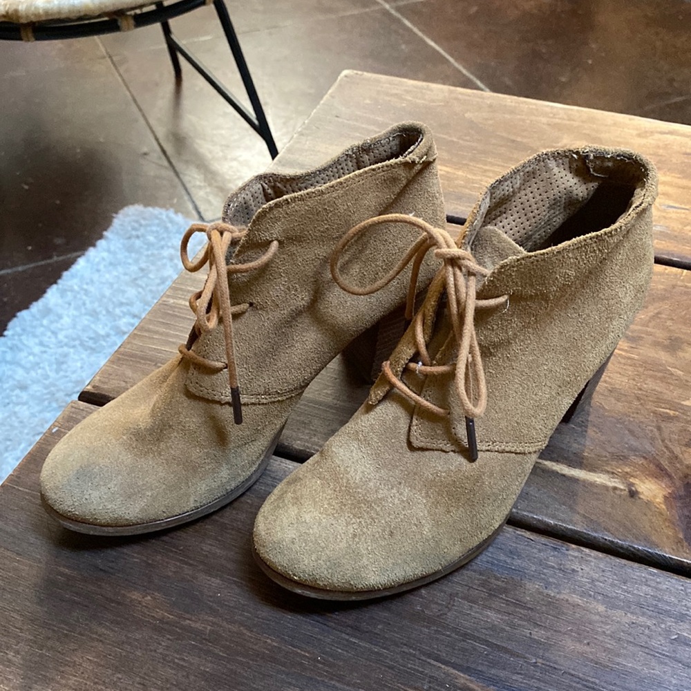 TOMS suede lace up ankle booties